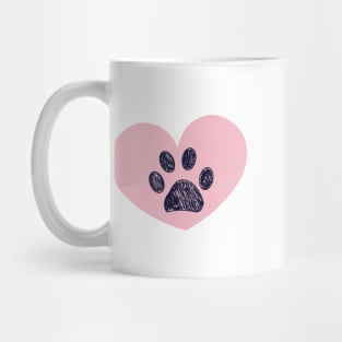 Pink heart with paw prints Mug